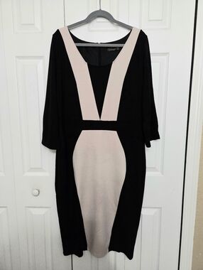Vfemage Black and Beige Colorblock  Dress